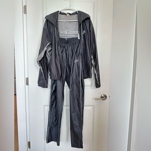 Vintage Nike reflective waterproof zip up tracksuit - gray silver purple color